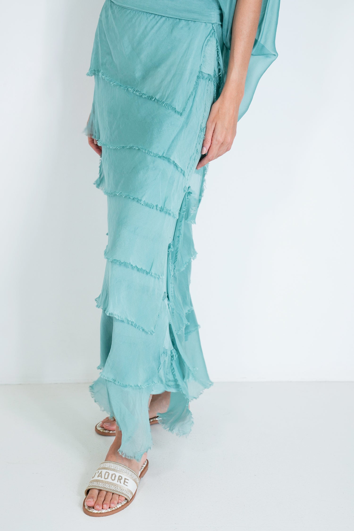 Sage Silk Tier Skirt
