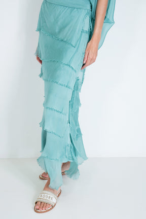 Sage Silk Tier Skirt