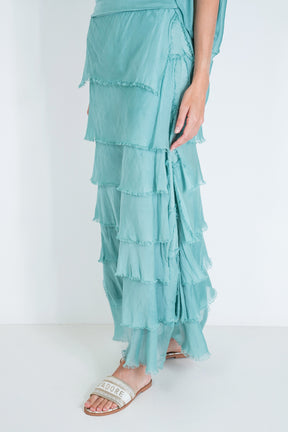 Sage Silk Tier Skirt