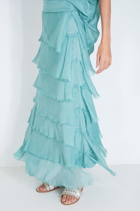Sage Silk Tier Skirt