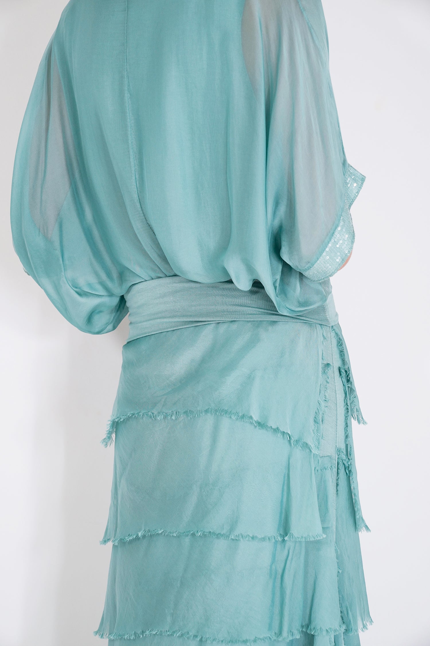 Sage Silk Tier Skirt