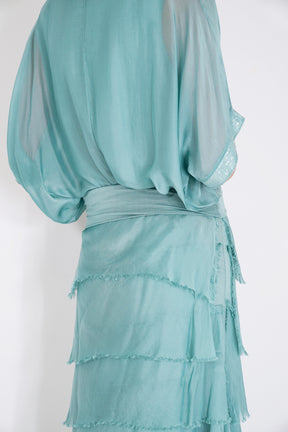 Sage Silk Tier Skirt