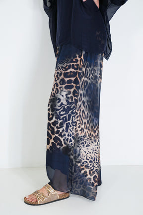 Ink Leopard Silk Harem Pant