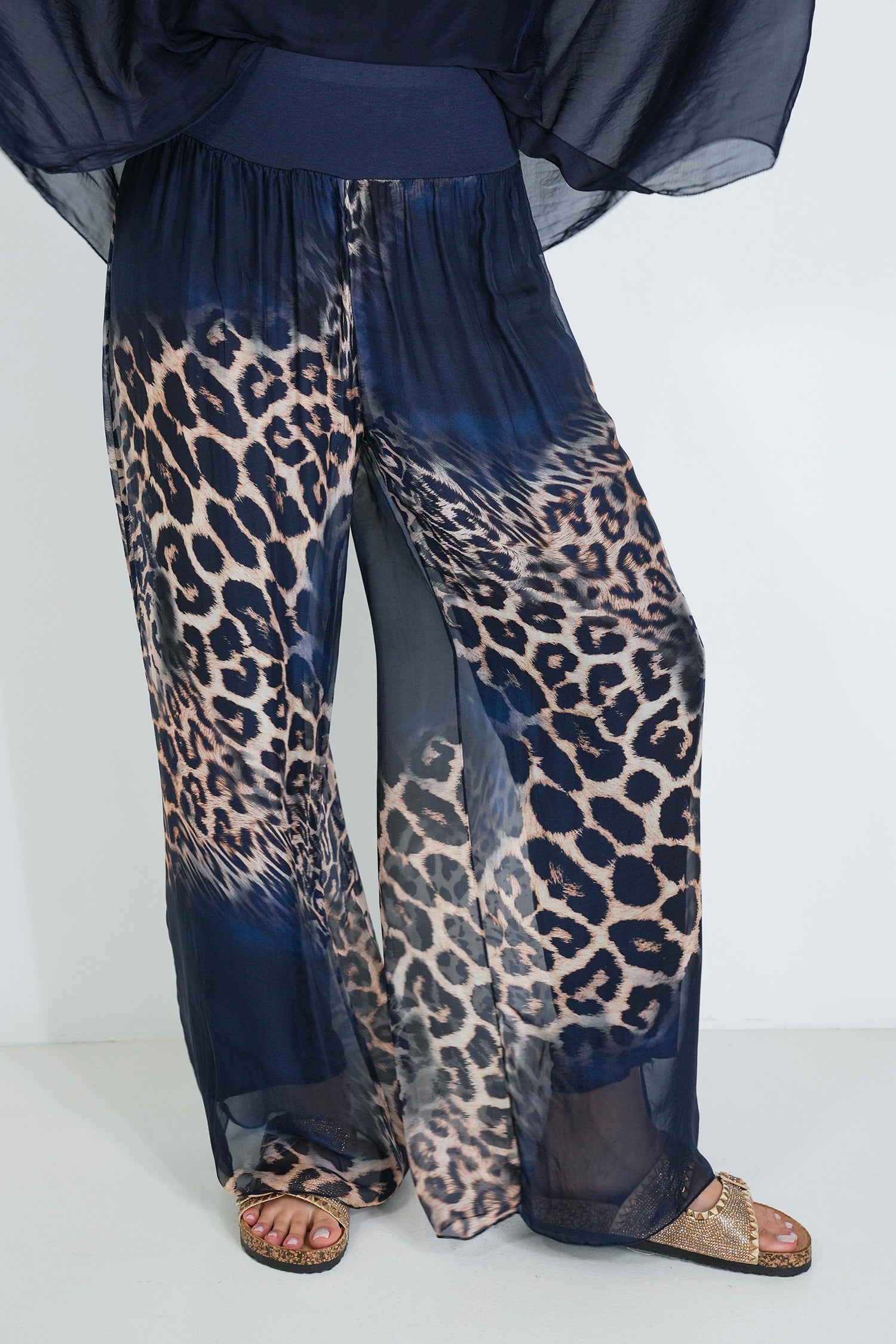 Ink Leopard Silk Harem Pant
