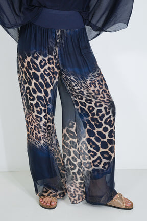 Ink Leopard Silk Harem Pant