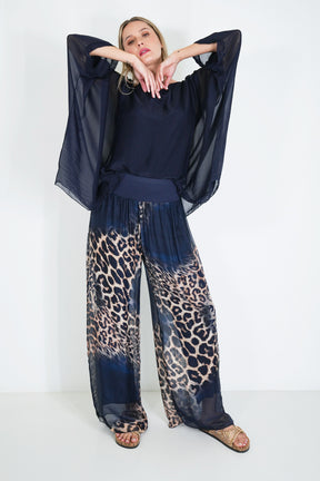 Ink Leopard Silk Harem Pant