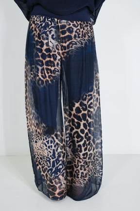 Ink Leopard Silk Harem Pant
