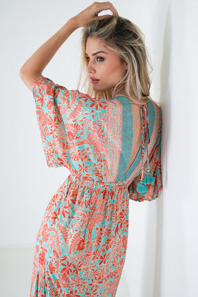 Orange and Turquoise Resort Dress