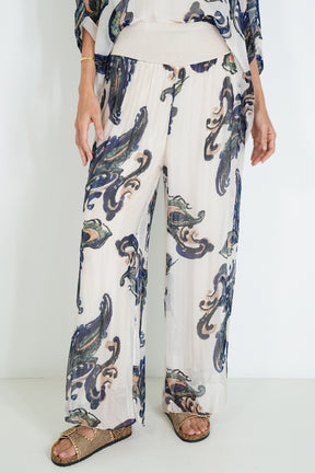 Navy Mary Silk Harem Pant