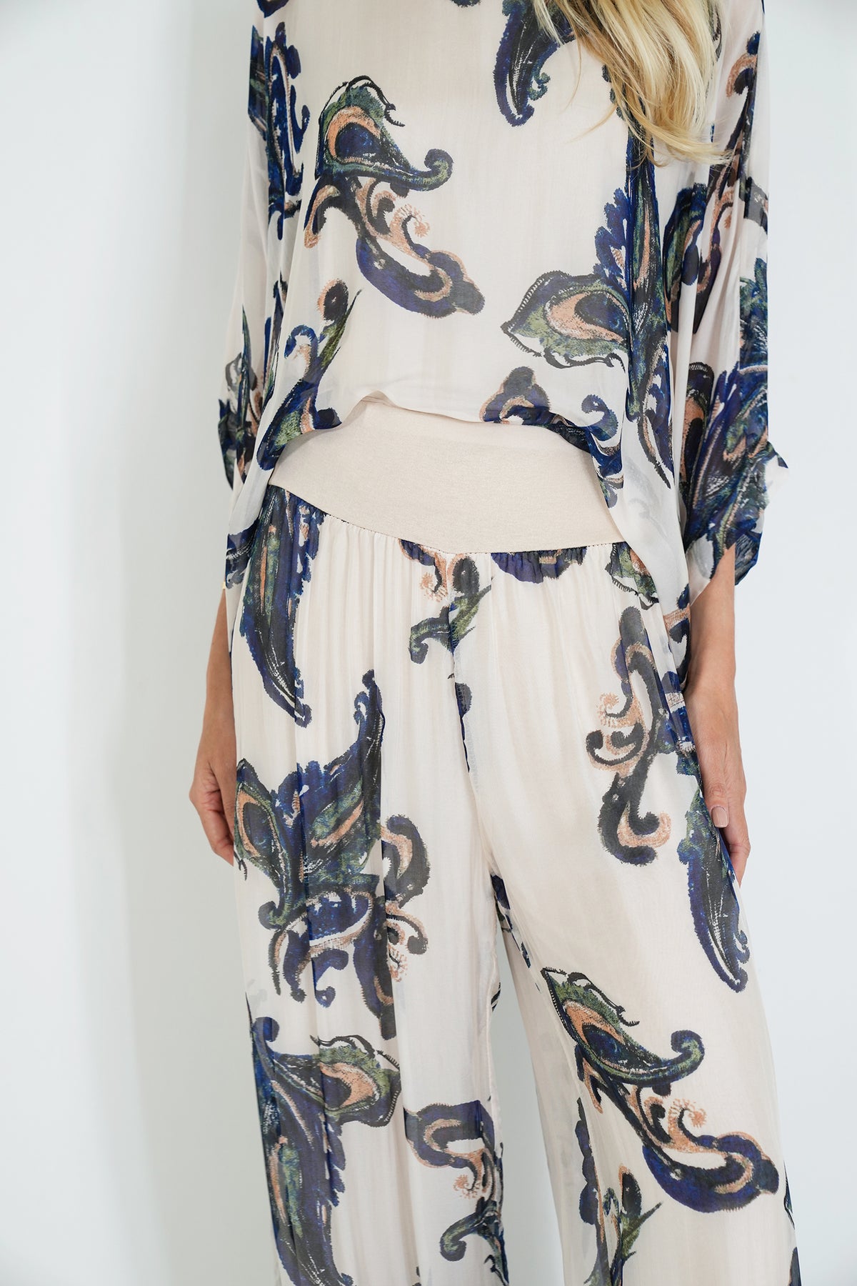 Navy Mary Silk Harem Pant