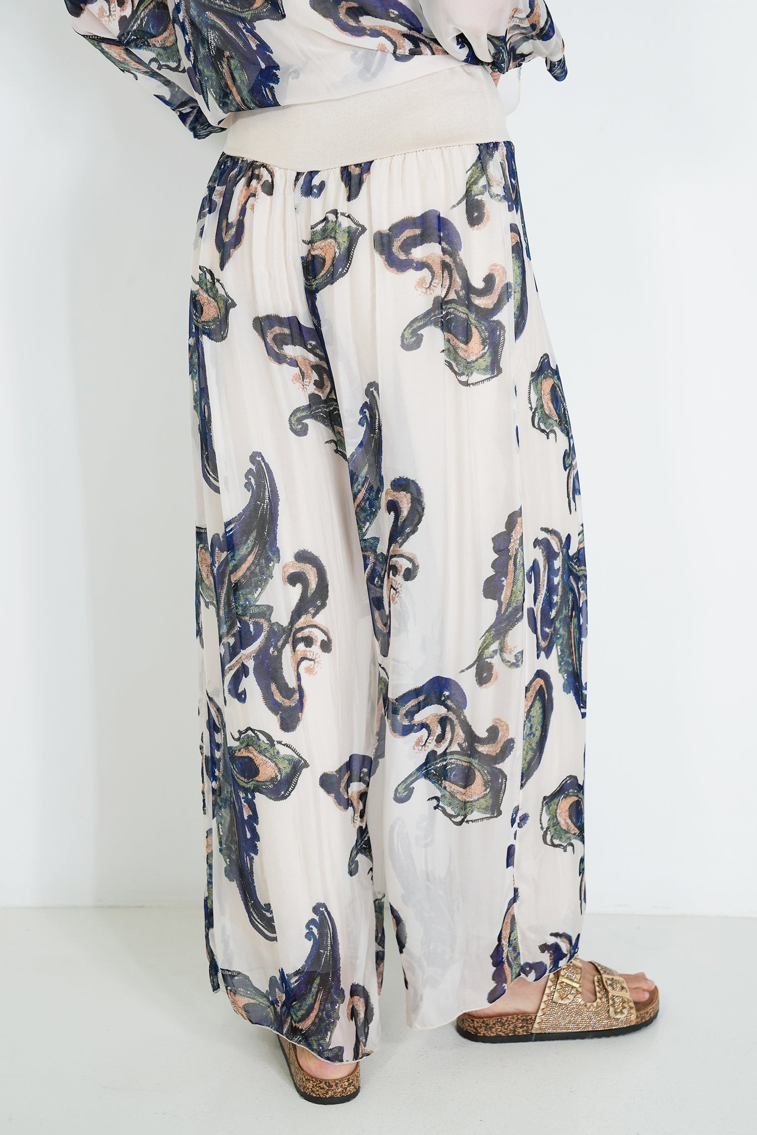 Navy Mary Silk Harem Pant