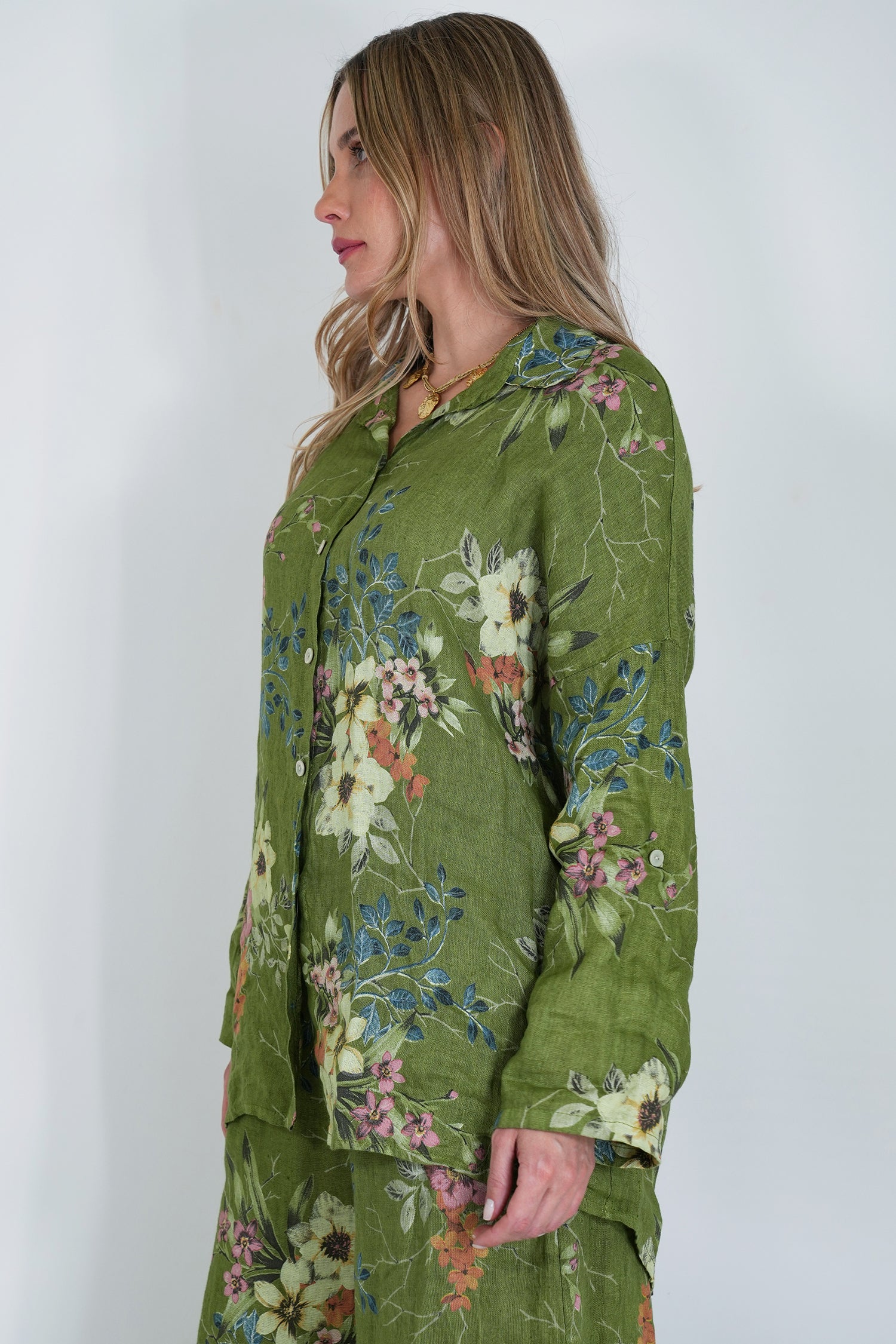 Green Meagan Linen Shirt