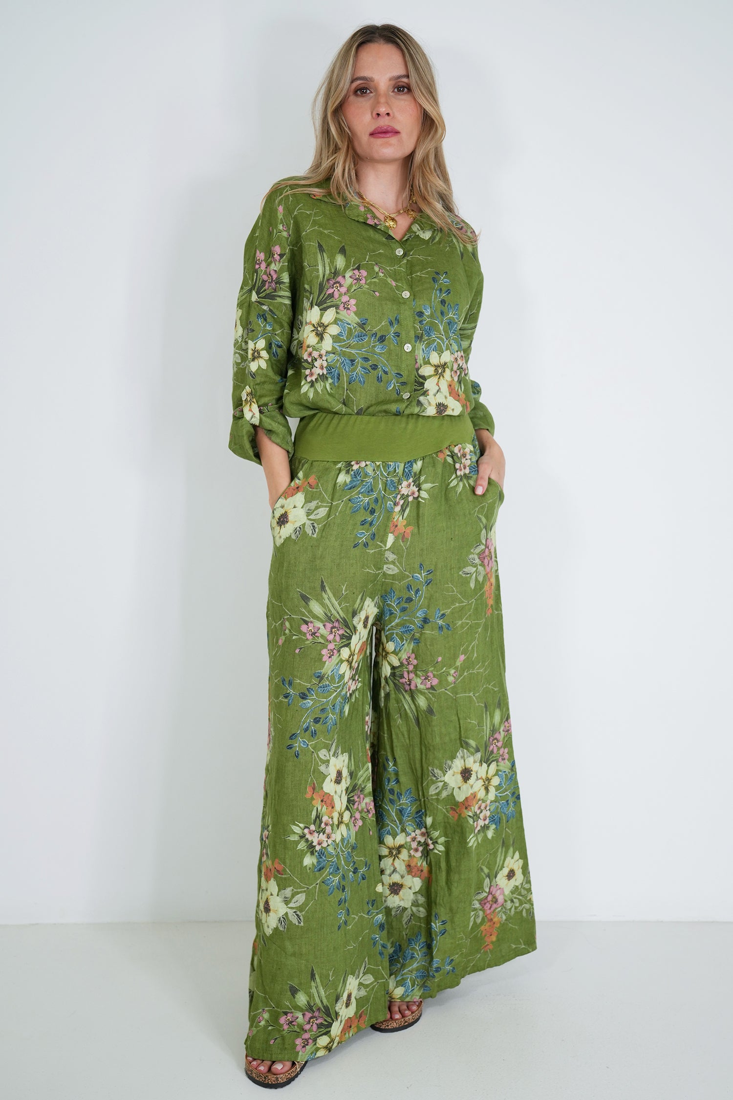 Green Meagan Linen Pant