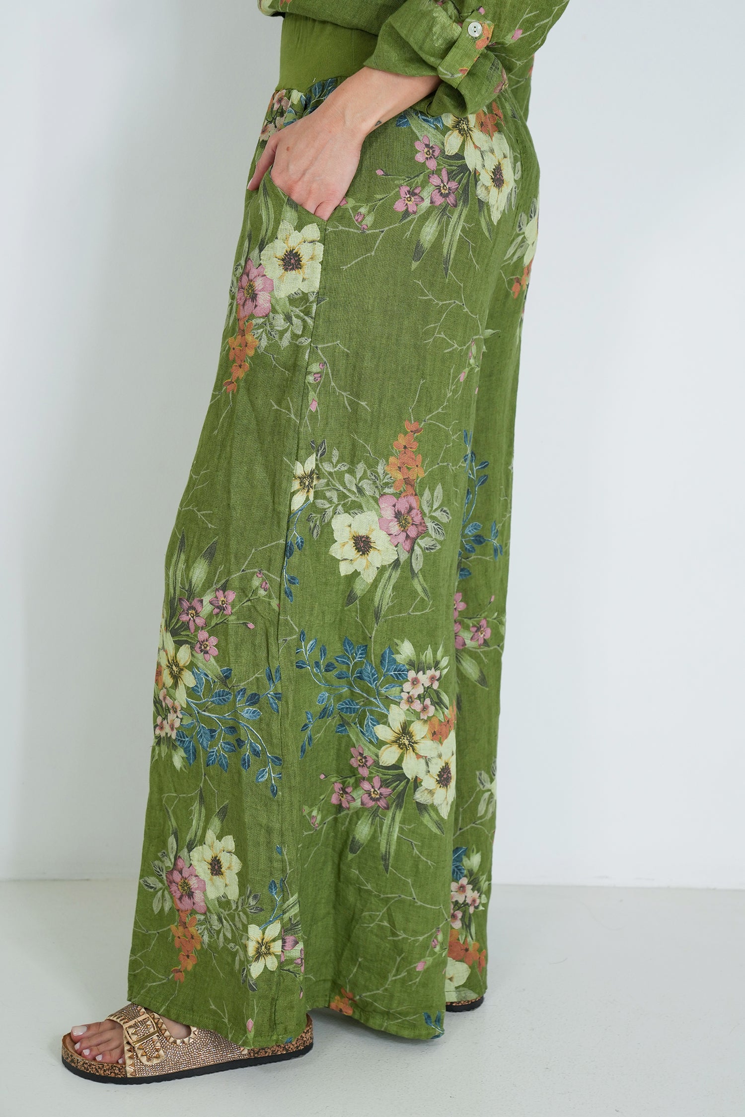 Green Meagan Linen Pant