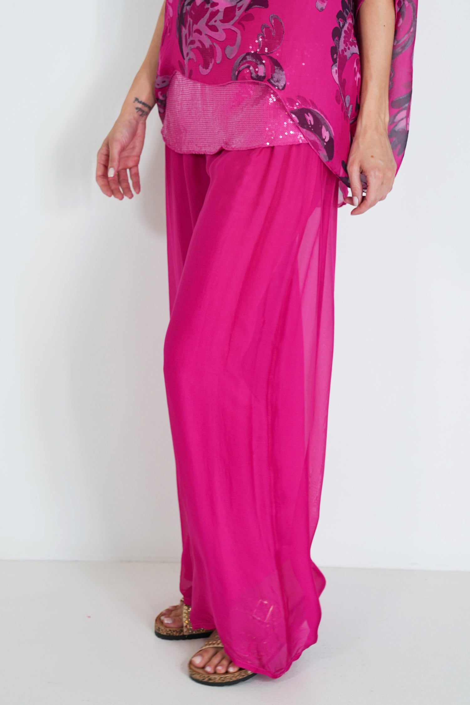 Cerise Silk Harem Pant