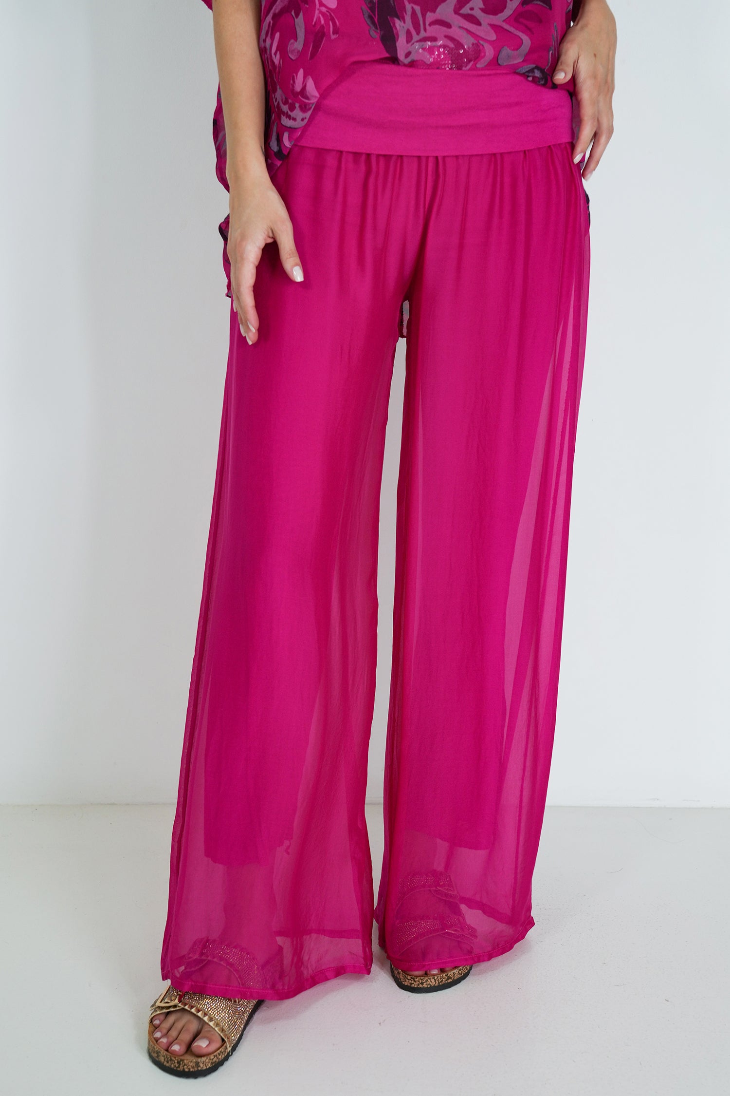 Cerise Silk Harem Pant