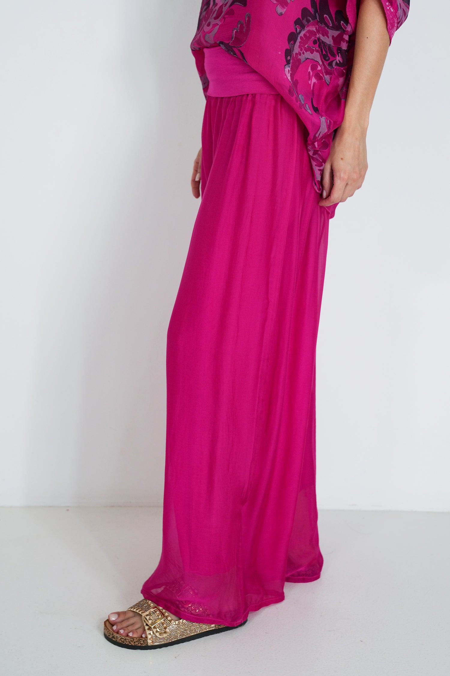 Cerise Silk Harem Pant