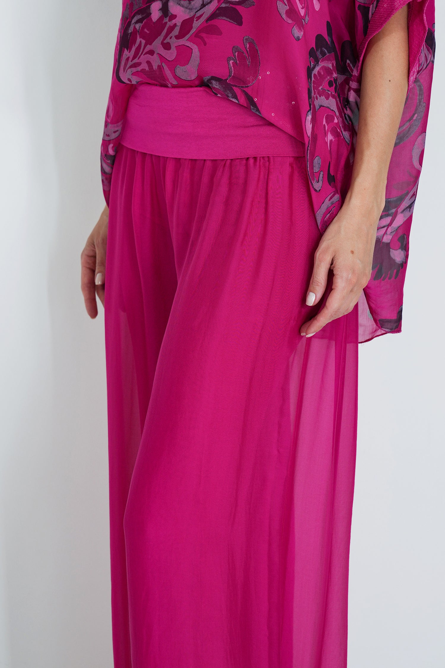 Cerise Silk Harem Pant