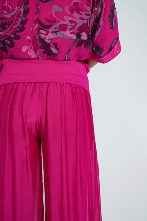 Cerise Silk Harem Pant