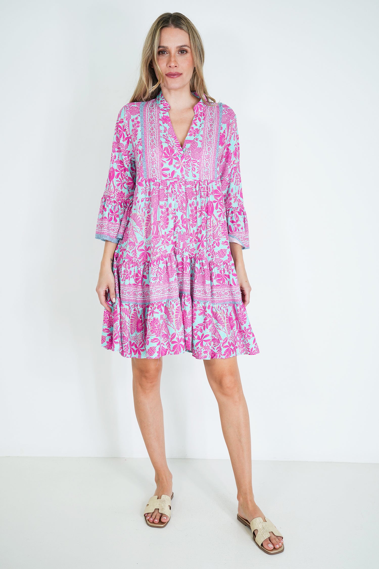 Pink and Turquoise Tunic Dress