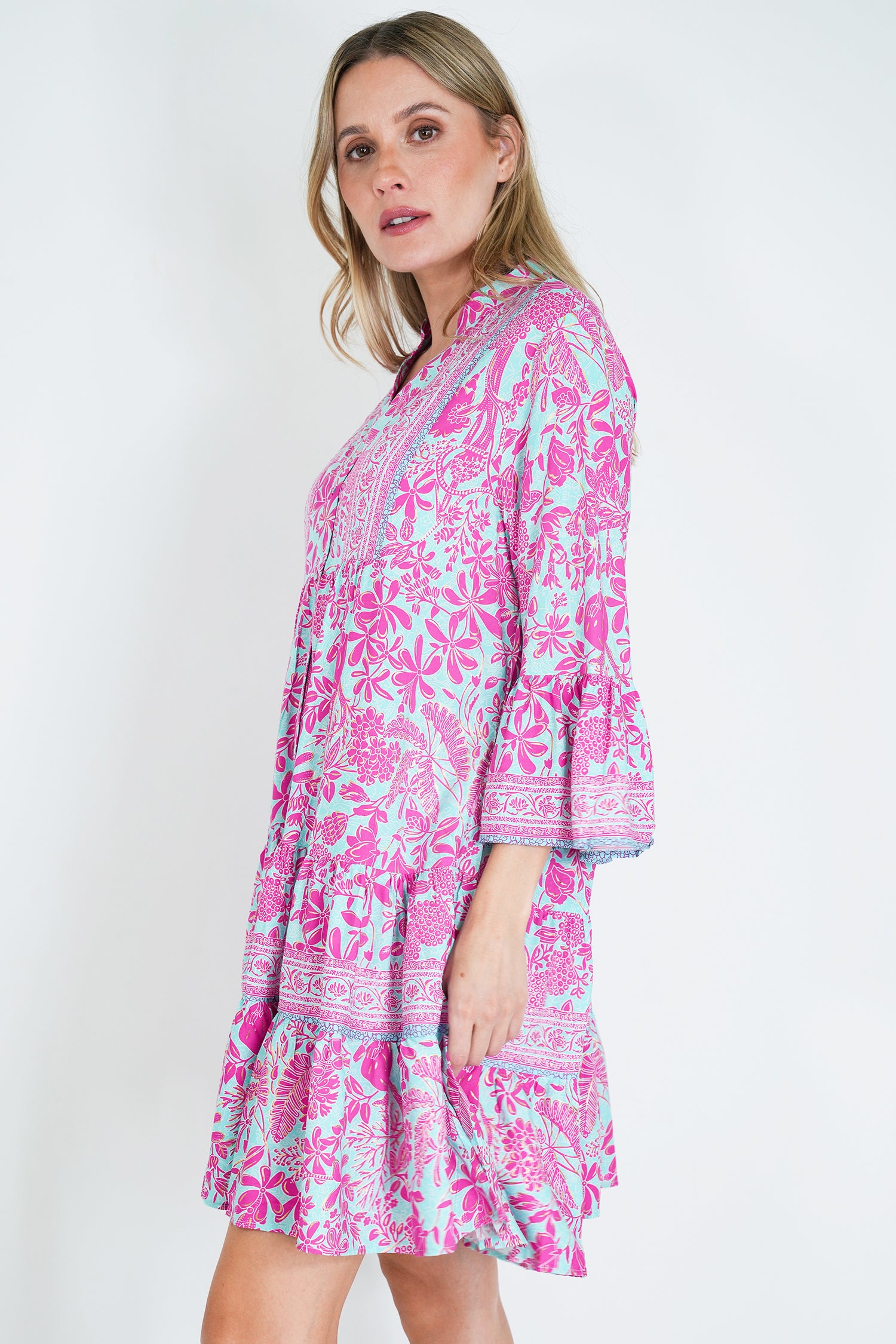 Pink and Turquoise Ekta Tunic