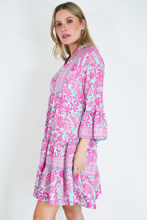 Pink and Turquoise Ekta Tunic