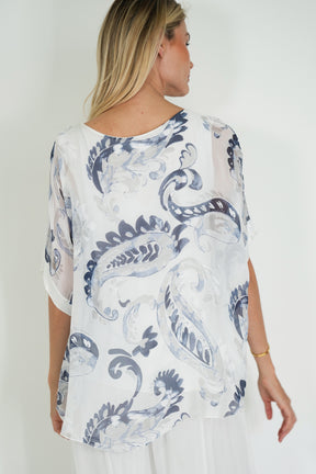 White Jody Sequin Silk poncho