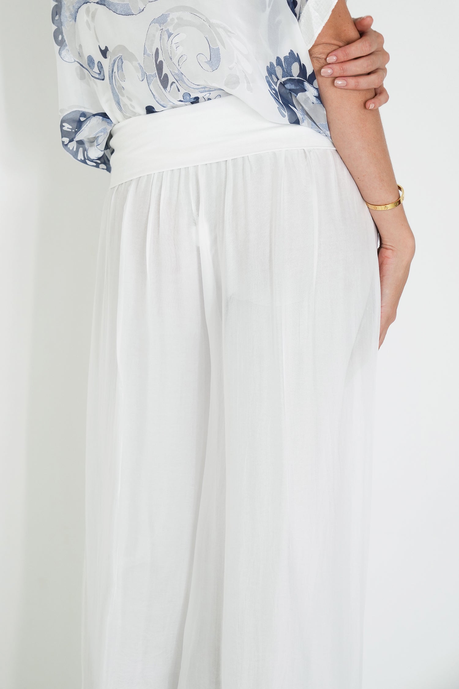 White Silk Harem Pant