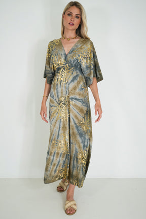 Grey and Gold Coral Resort Dress