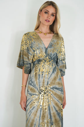 Grey and Gold Coral Resort Dress