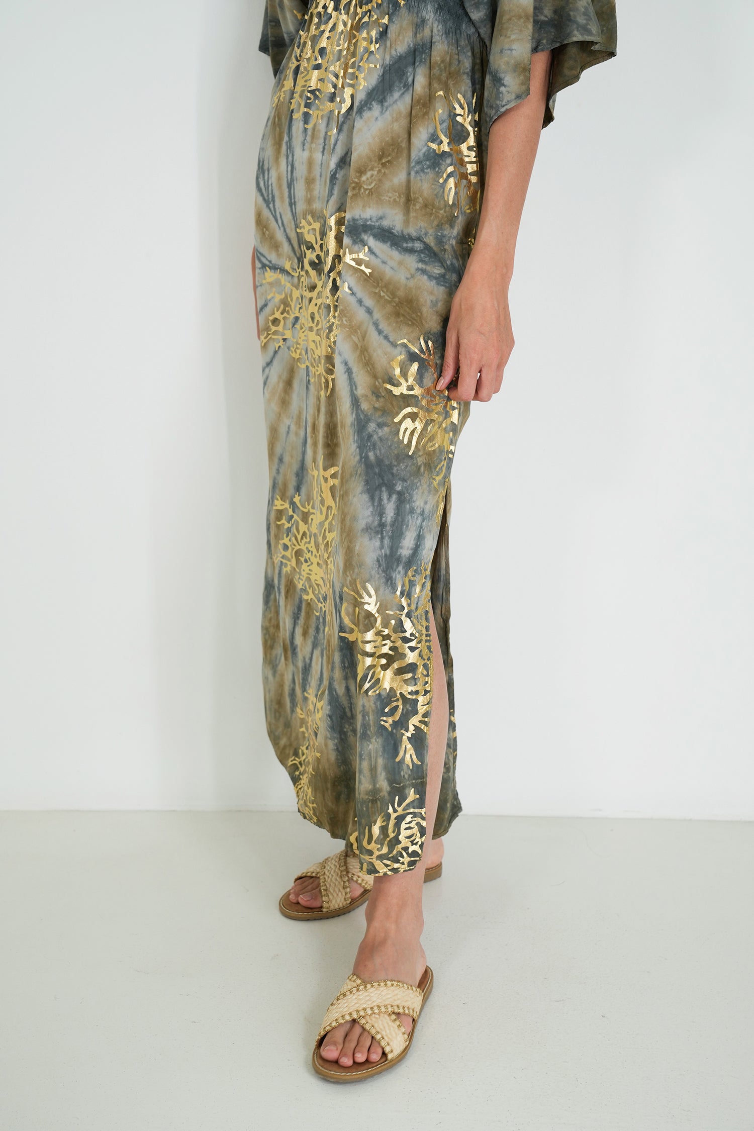 Grey and Gold Coral Resort Dress