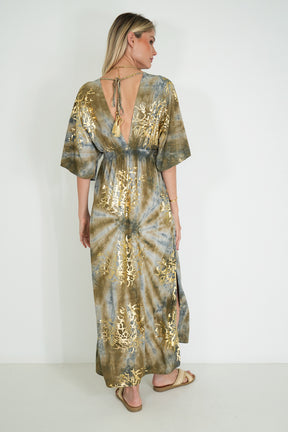 Grey and Gold Coral Resort Dress