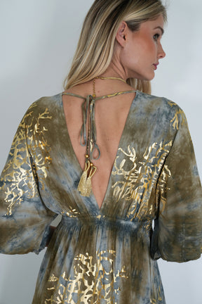 Grey and Gold Coral Resort Dress