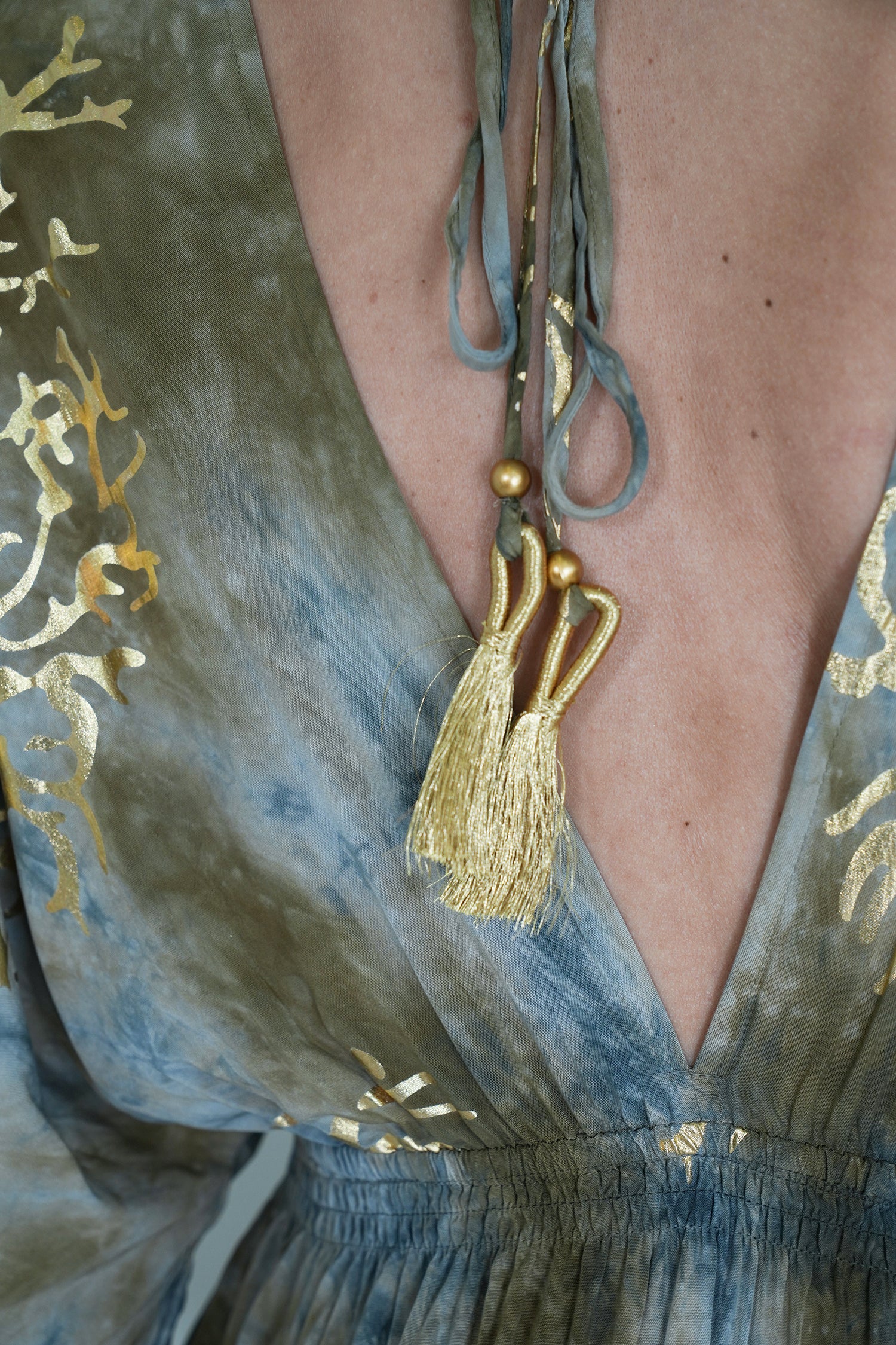 Grey and Gold Coral Resort Dress