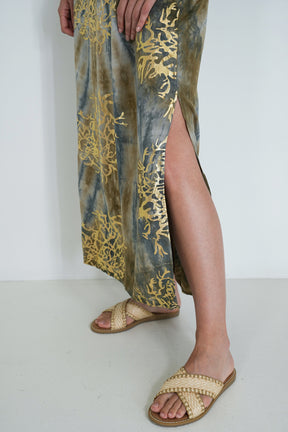 Grey and Gold Coral Resort Dress