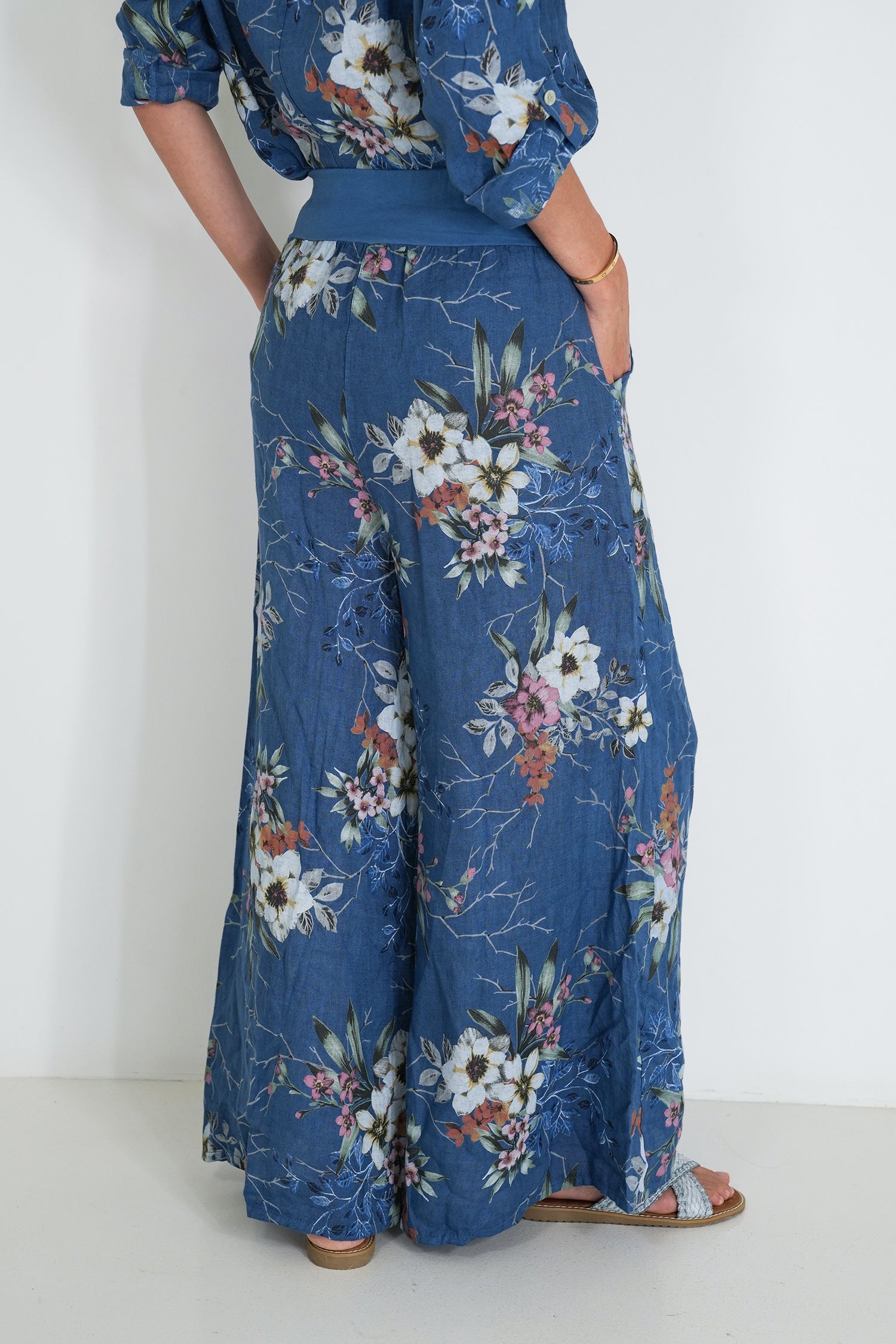 Blue Meagan Linen Pant