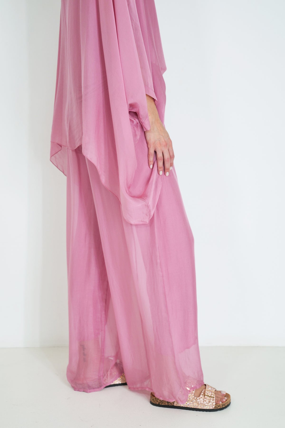 Salmon Silk Harem Pant