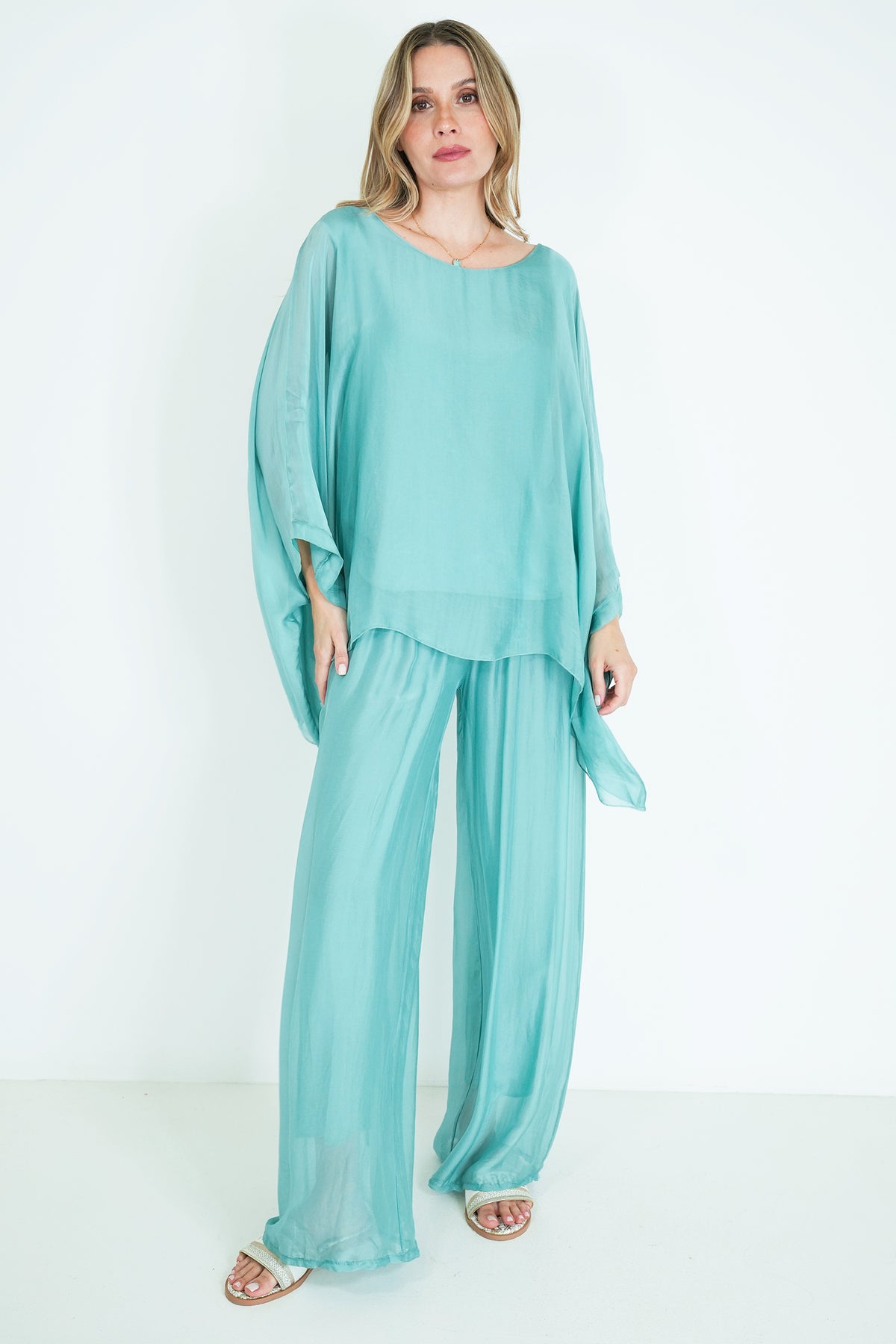 Sage Silk Harem Pant