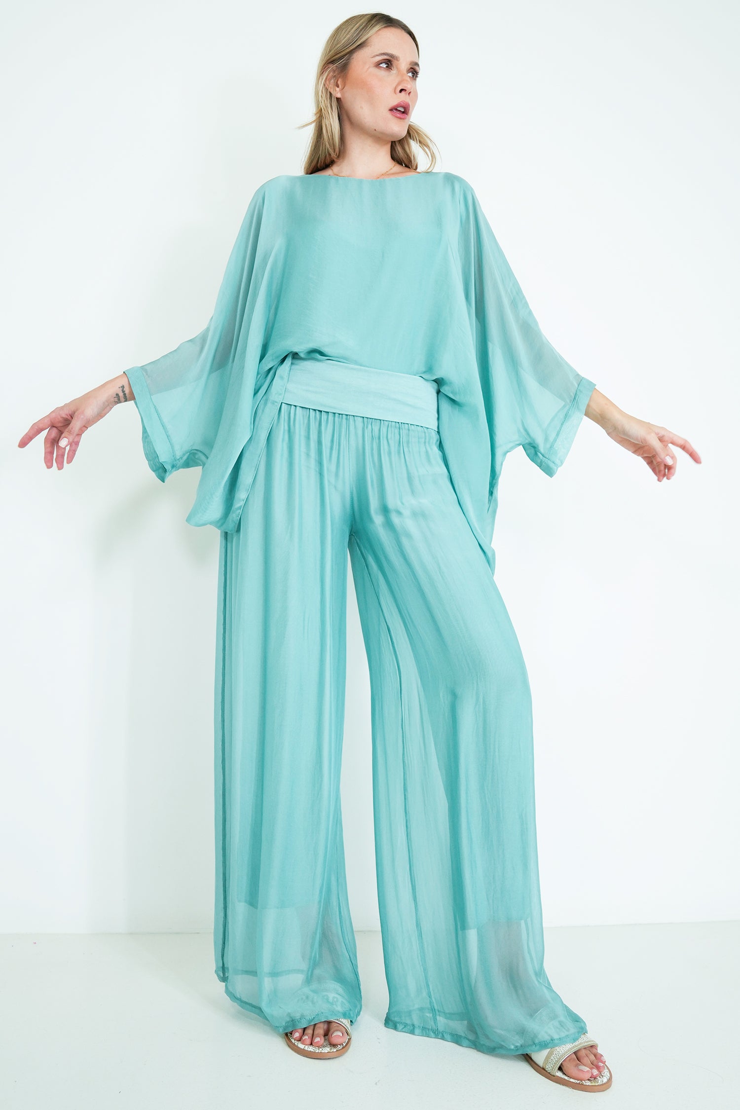Sage Silk Harem Pant