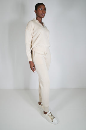 Cream Sporty Knit Pant