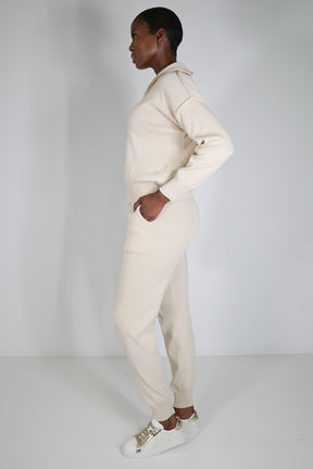 Cream Sporty Knit Pant