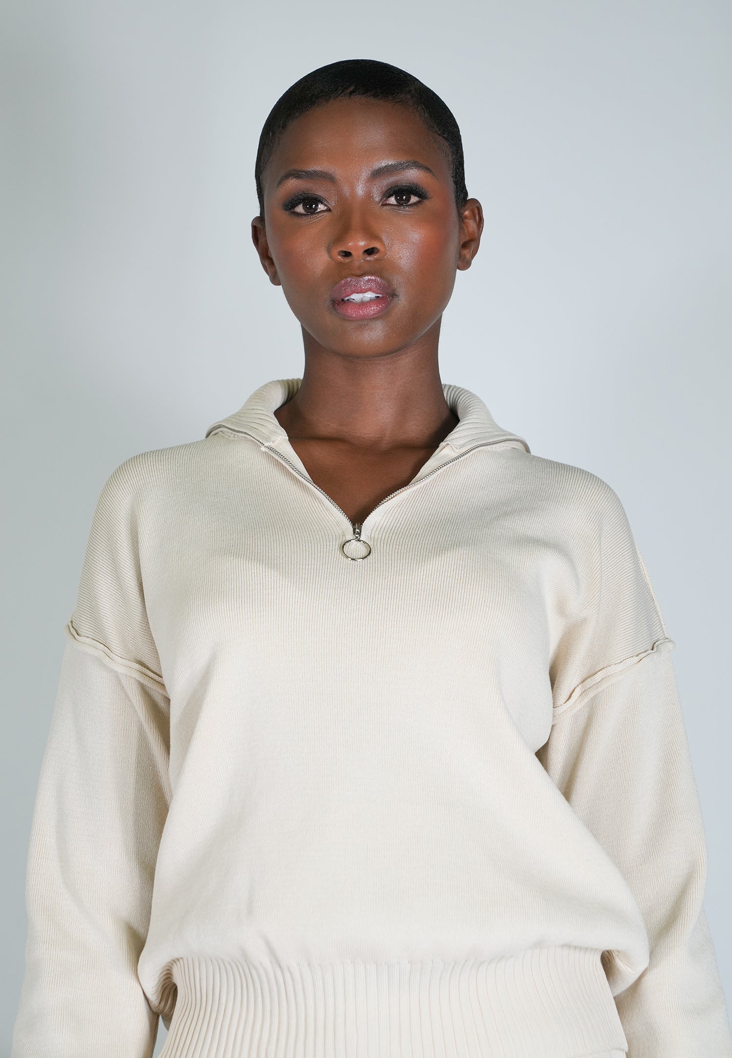 Cream Sporty Knit Jumper