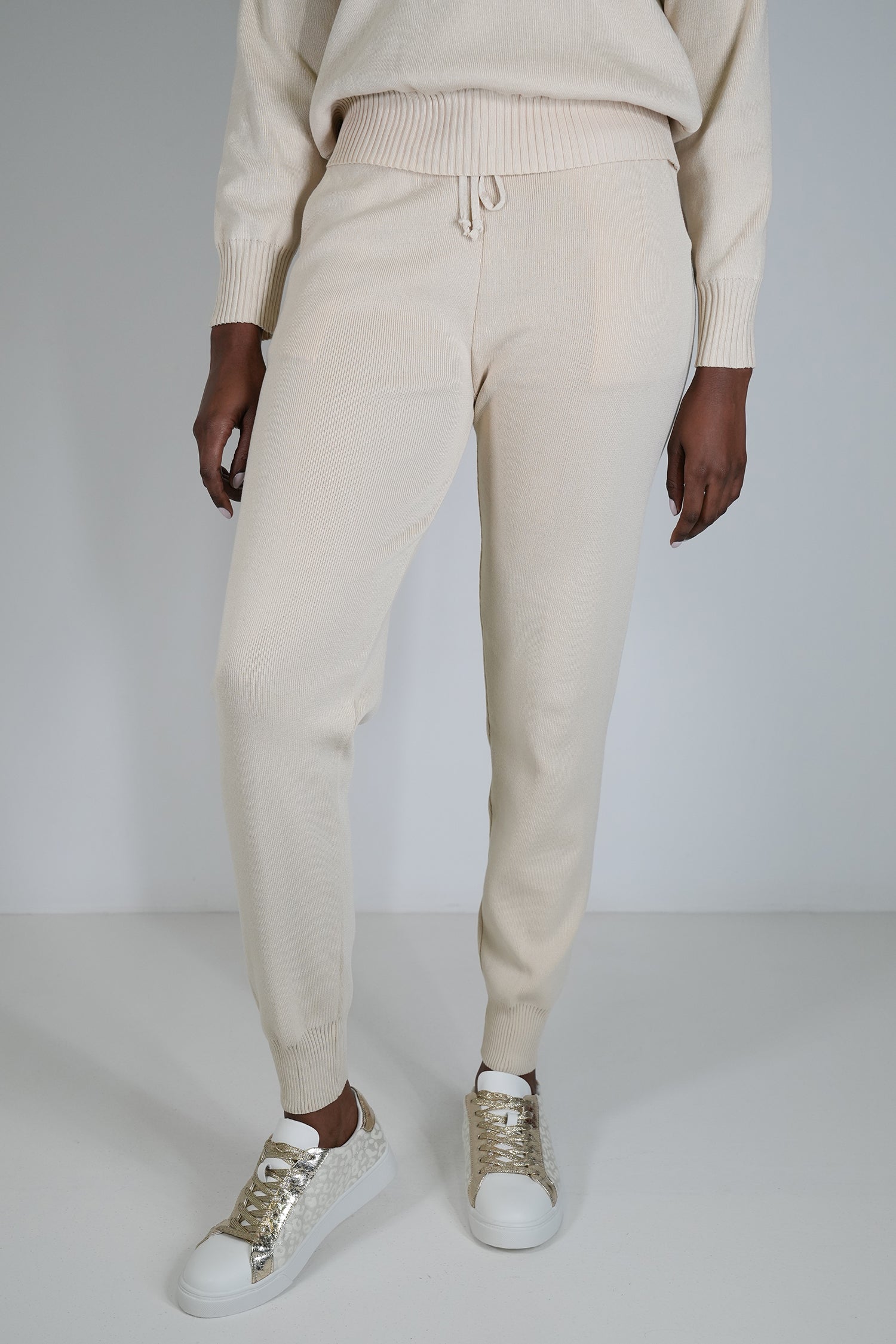 Cream Sporty Knit Pant