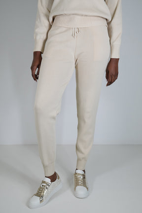 Cream Sporty Knit Pant