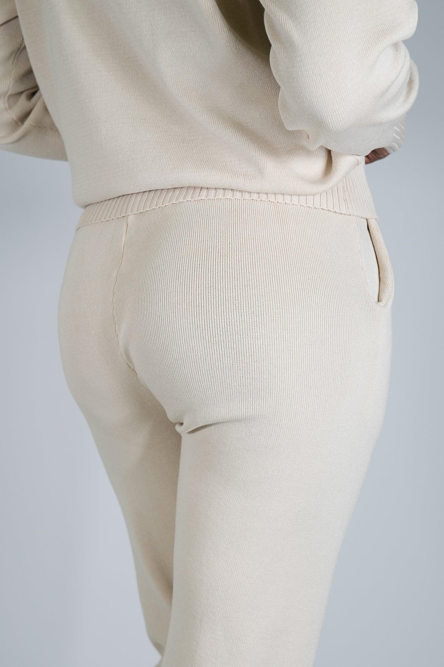 Cream Sporty Knit Pant