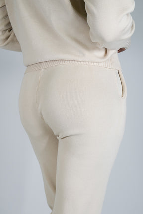 Cream Sporty Knit Pant