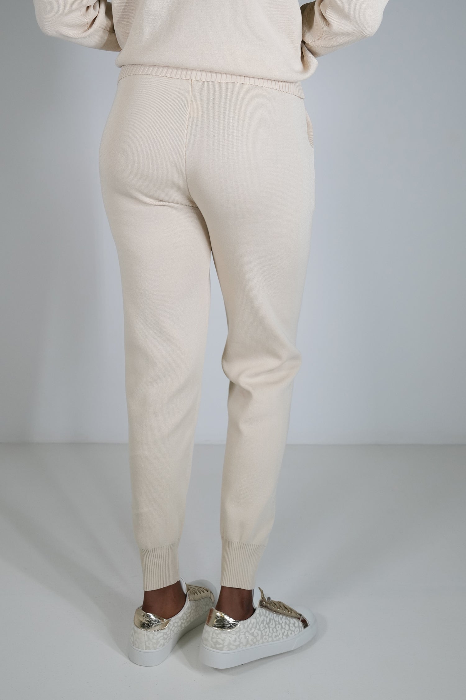 Cream Sporty Knit Pant