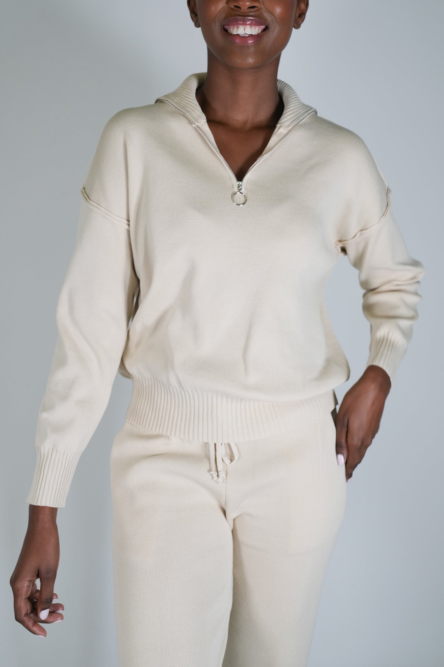 Cream Sporty Knit Jumper