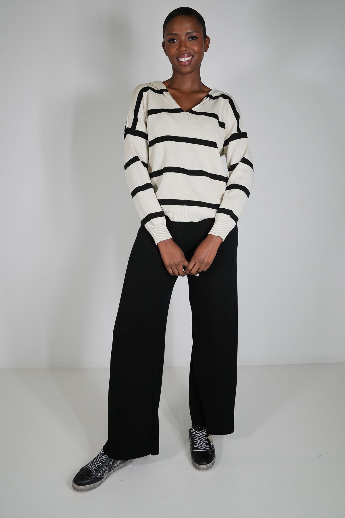Striped Hooded Weekend Top