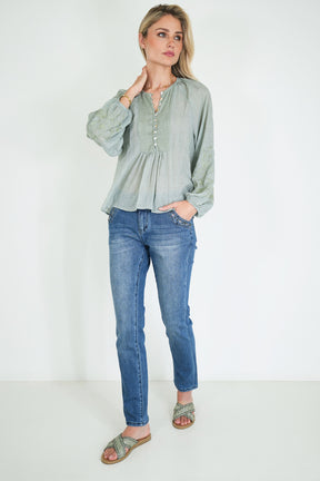 Olive Cotton Julia Blouse